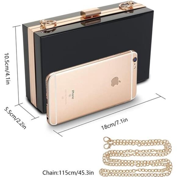 WJCD Women Clear Purse Acrylic Box Clutch Handbag, Small Transparent Crossbody - Picture 2 of 7